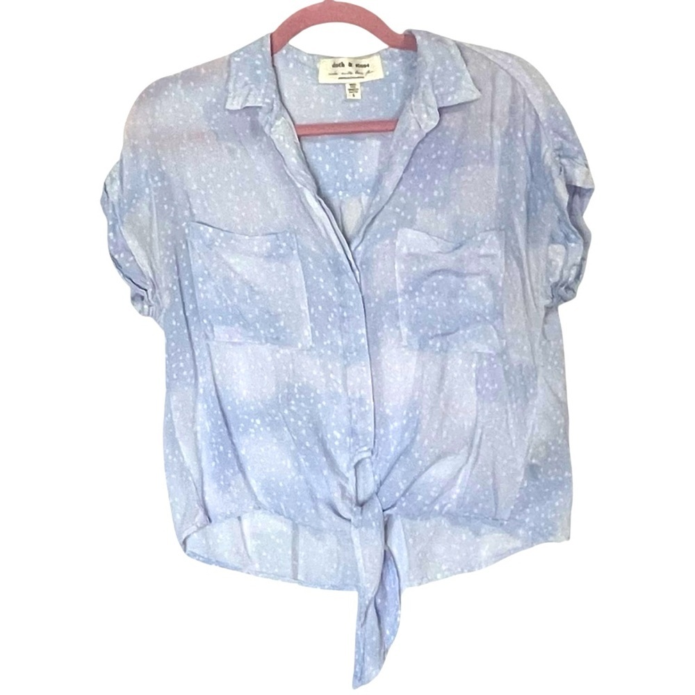 Anthropologie Cloth and Stone Button Down with Tie Front Lightweight Blouse S